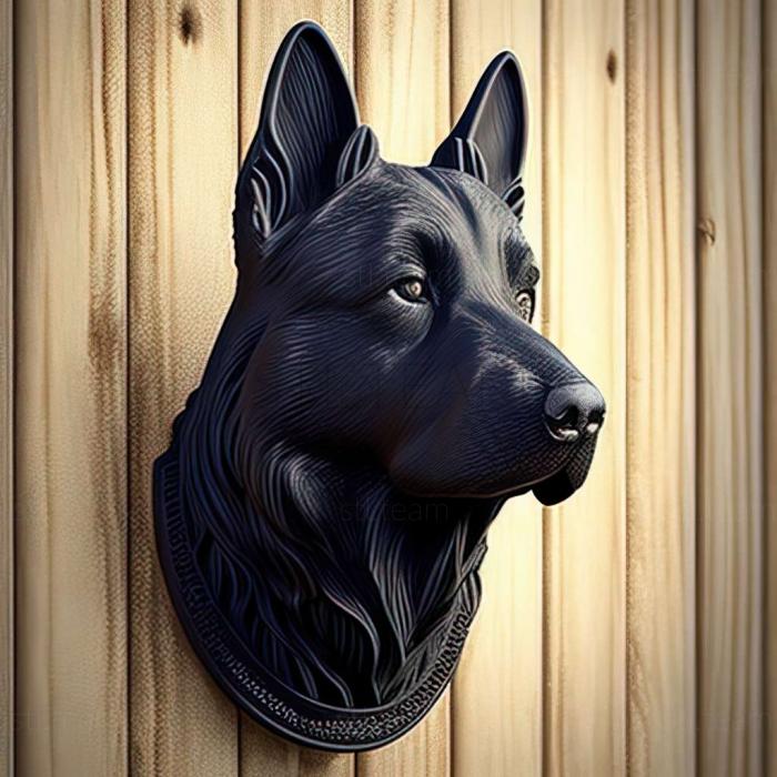 3D model Norwegian Black Elkhound dog (STL)